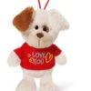 Nici 40183 Hund Mit T-Shirt "Love You" Anhänger Mit Loop 15cm Plüsch Love