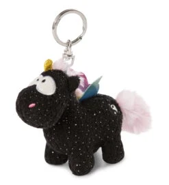 Nici 47370 Schlüsselanhänger Schwarzes Einhorn Rainbow Yin & Yang 10cm Plüsch