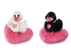 Nici 48264 + 48265 SET Schwäne Auf Herzkissen Ca 13cm Plüsch Love Classics GREEN